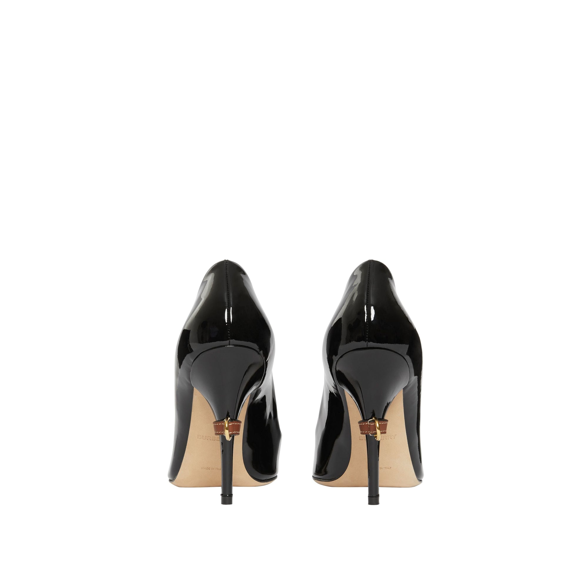 BLACK Escarpins à bout carré en cuir verni avec boucle en D