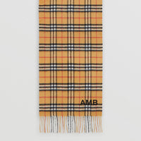 Écharpe classique en cachemire vintage check - Jaune antique