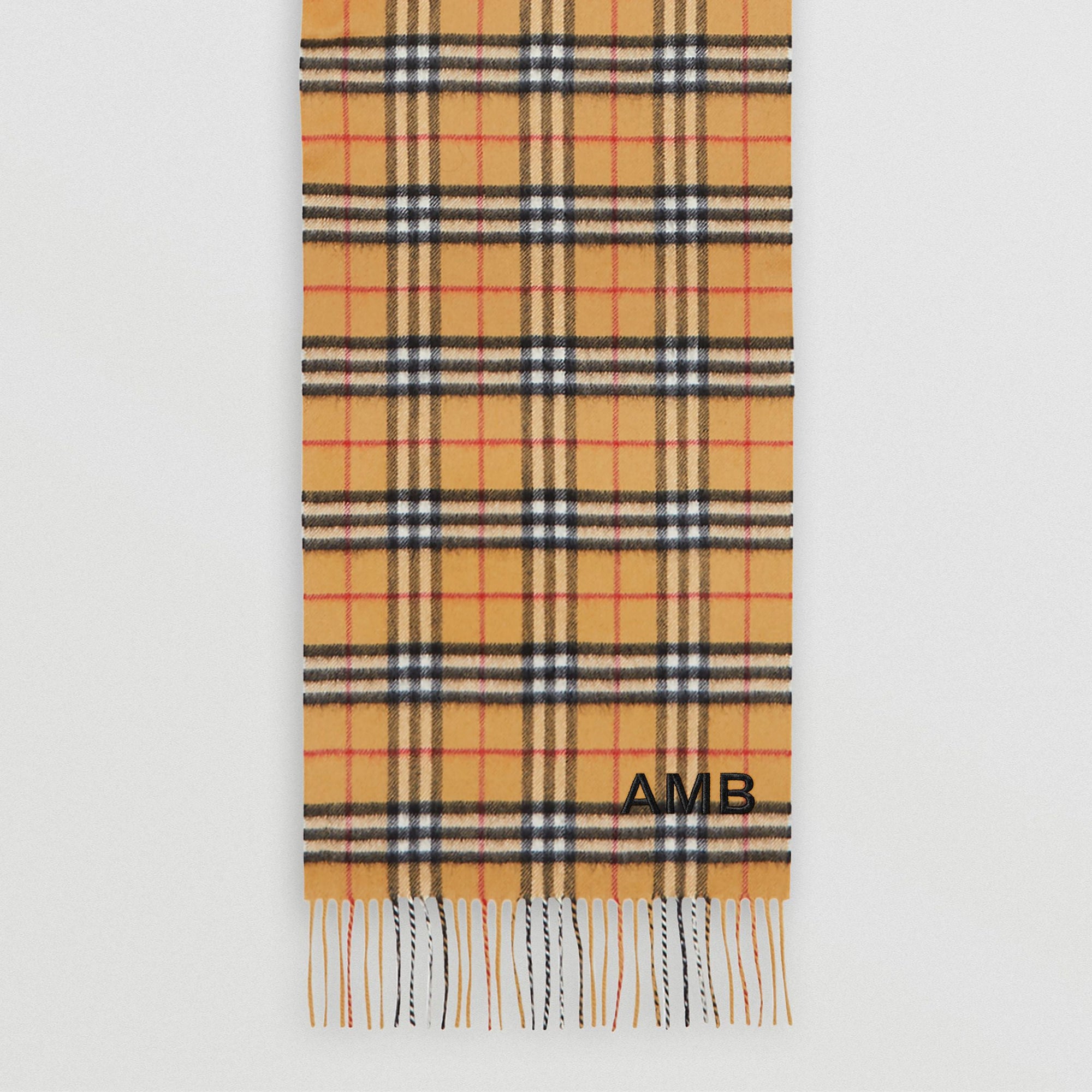 Écharpe classique en cachemire vintage check - Jaune antique