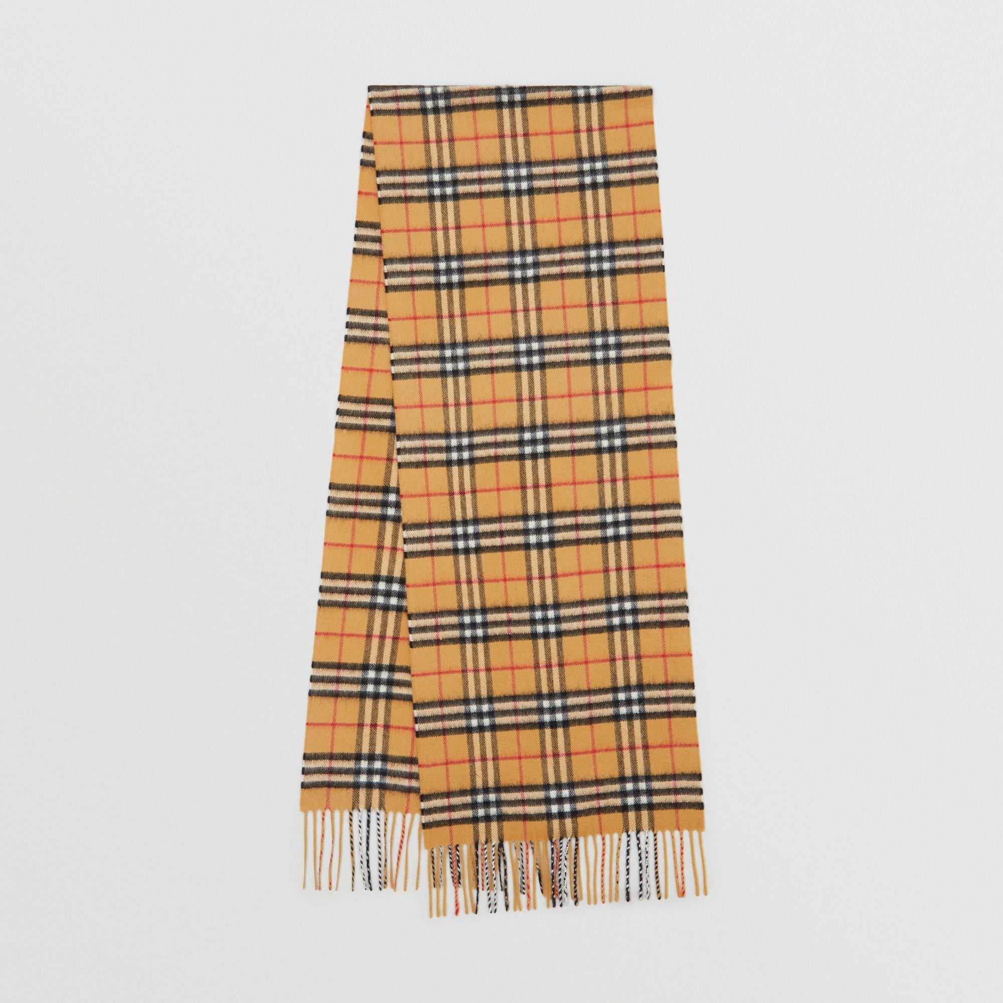 Écharpe classique en cachemire vintage check - Jaune antique