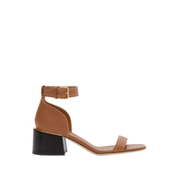Sandales à talon bottier en cuir avec détail plaqué or - Hâle
