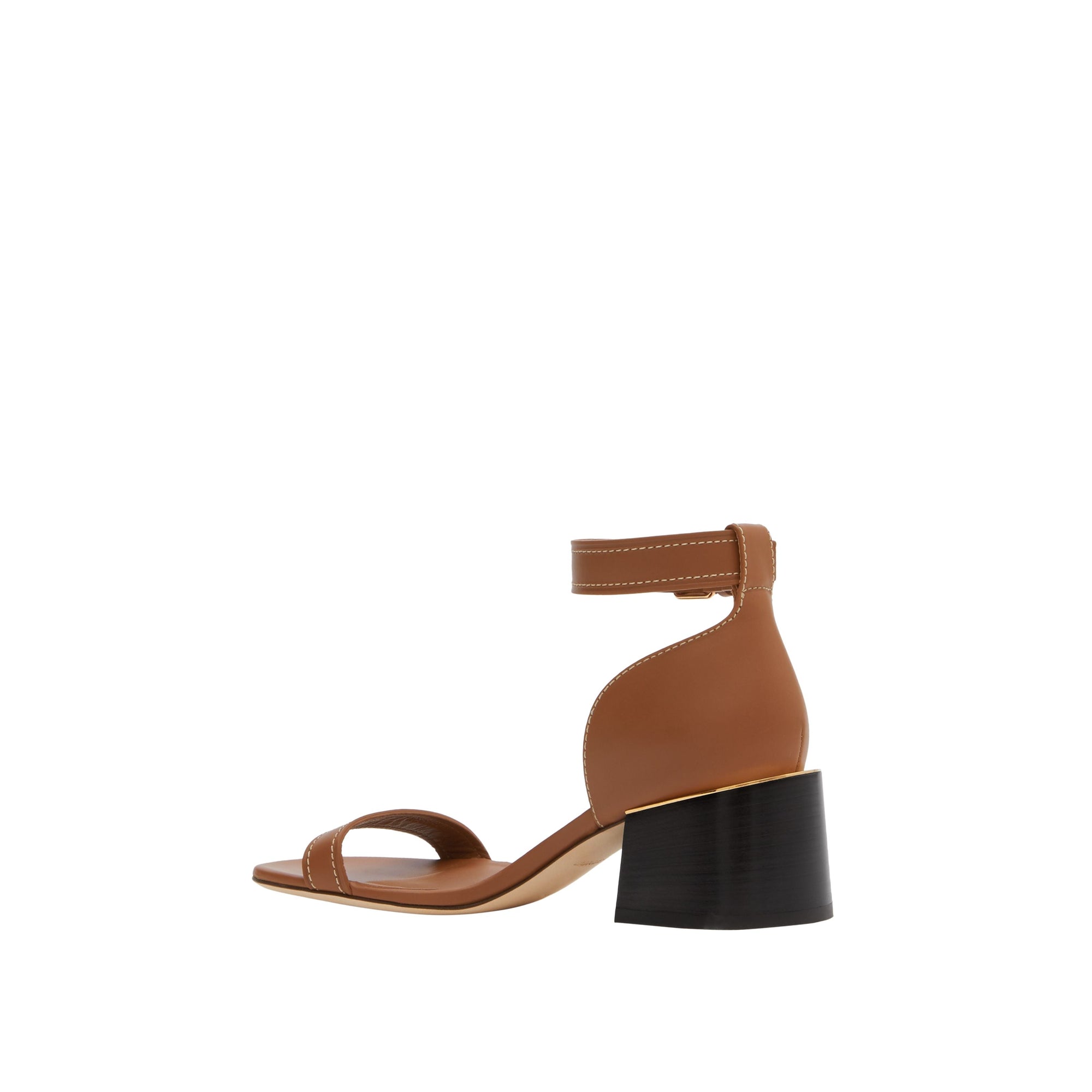 Sandales à talon bottier en cuir avec détail plaqué or - Hâle