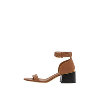 Sandales à talon bottier en cuir avec détail plaqué or - Hâle