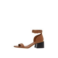 Sandales à talon bottier en cuir avec détail plaqué or - Hâle