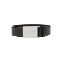 Ceinture en cuir grainé avec boucle plaque - Noir
