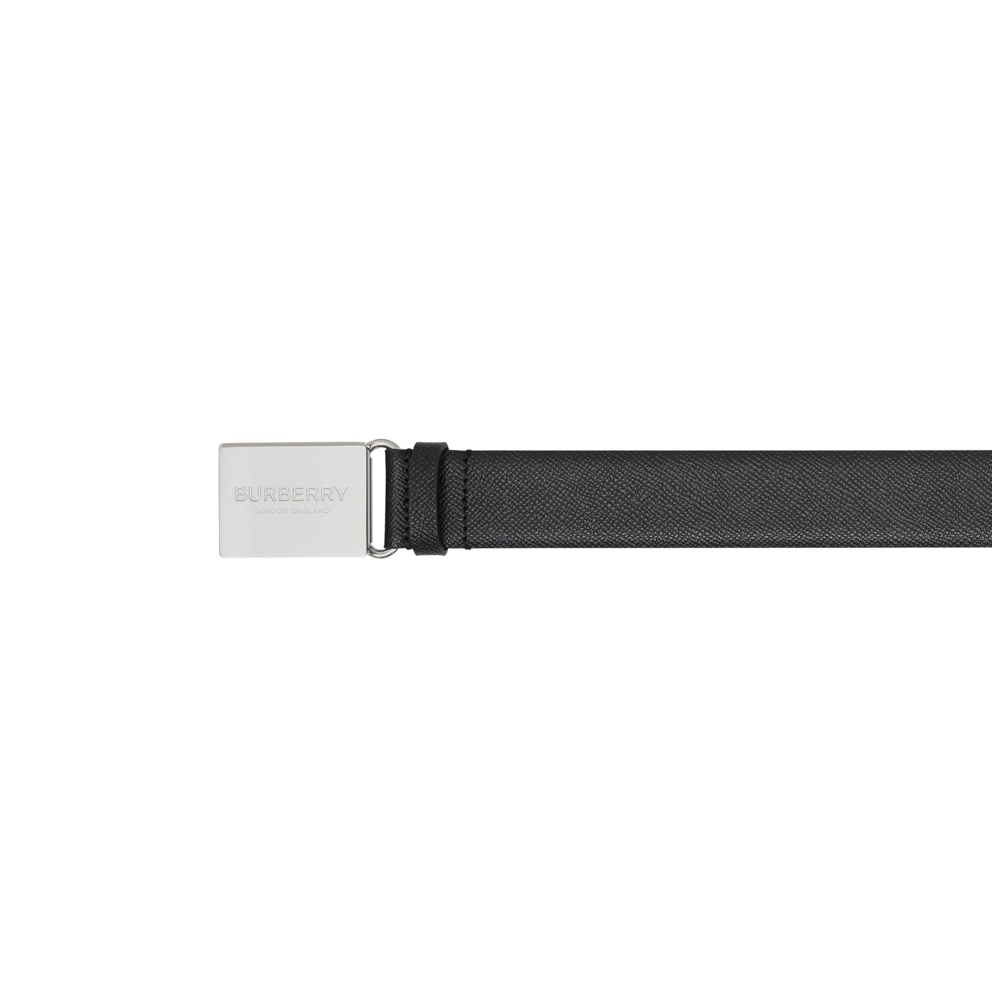 Ceinture en cuir grainé avec boucle plaque - Noir