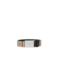 ARCHIVE BEIGE Ceinture en toile écologique Vintage check avec boucle plaque
