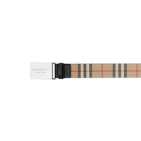 ARCHIVE BEIGE Ceinture en toile écologique Vintage check avec boucle plaque