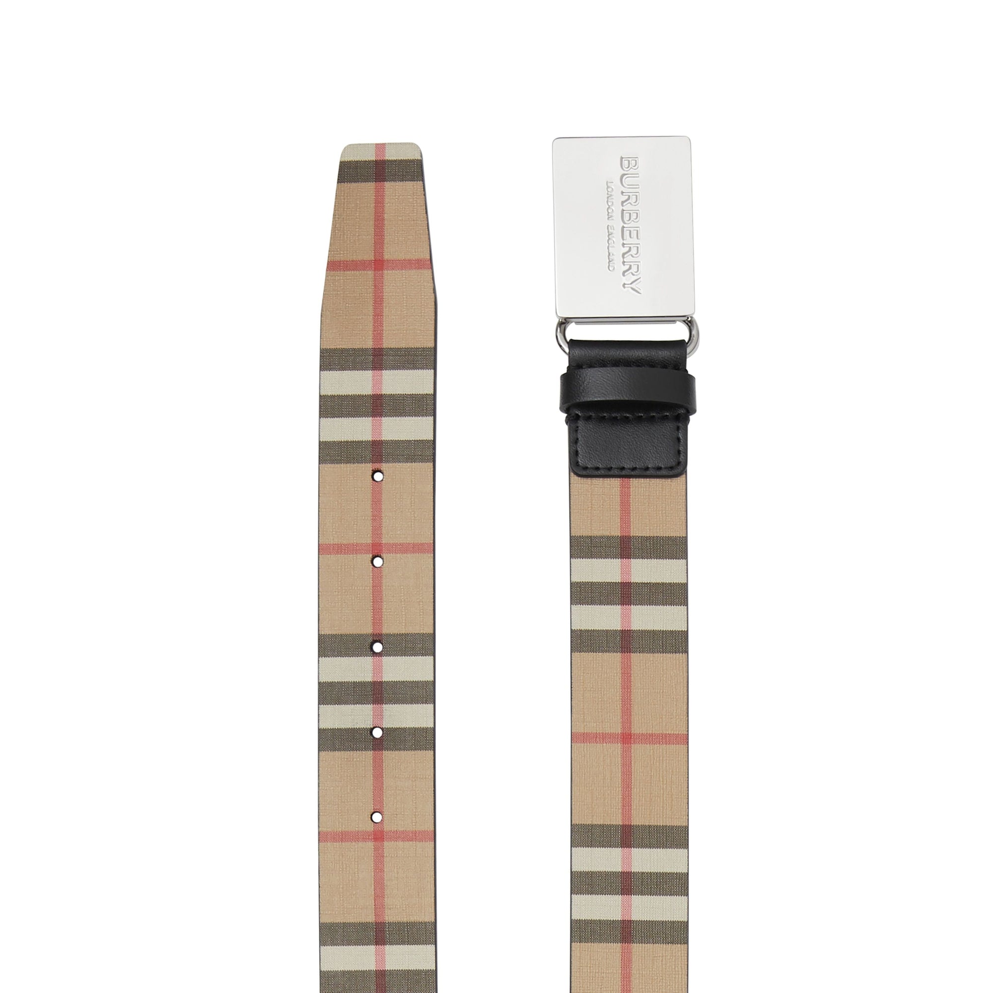 ARCHIVE BEIGE Ceinture en toile écologique Vintage check avec boucle plaque