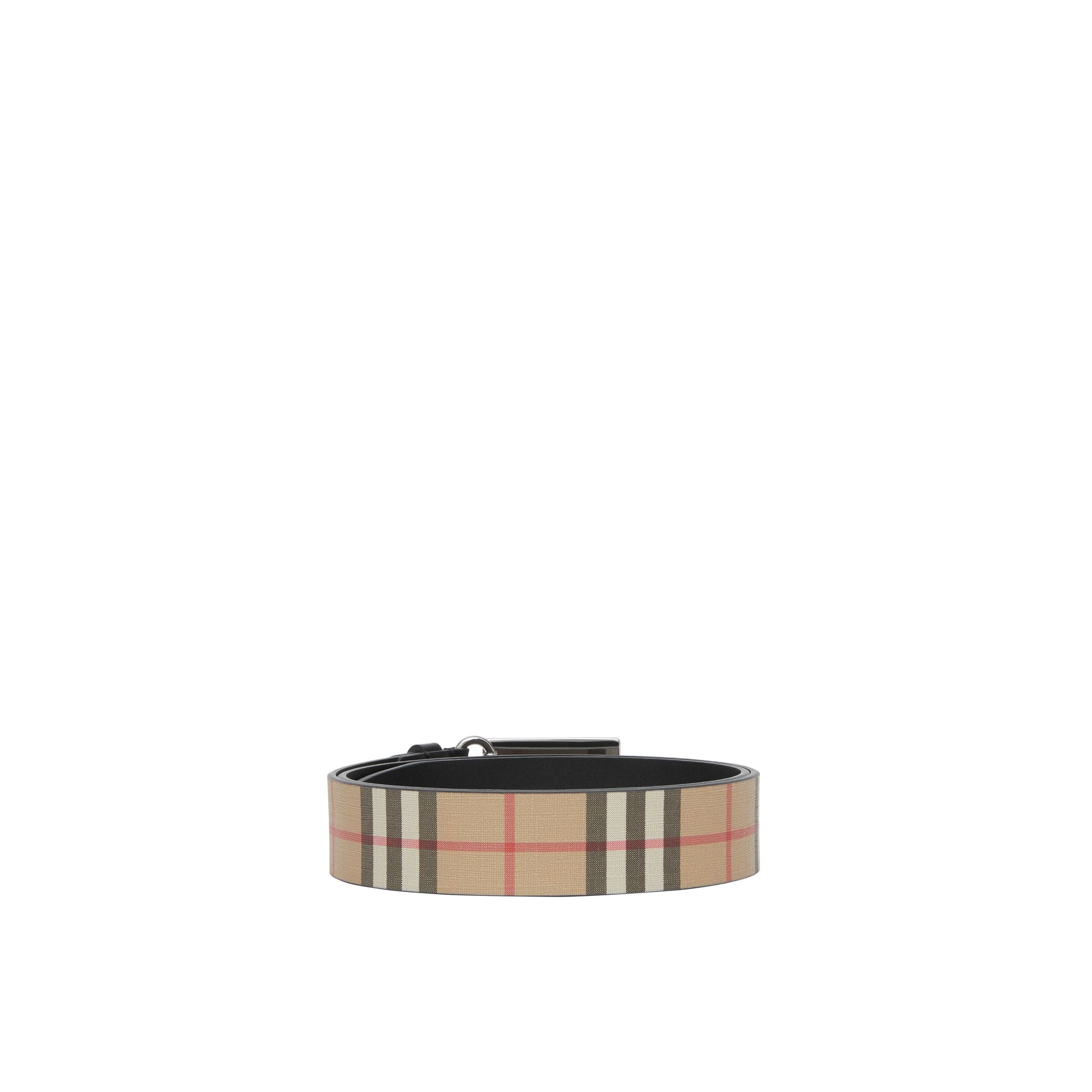 ARCHIVE BEIGE Ceinture en toile écologique Vintage check avec boucle plaque