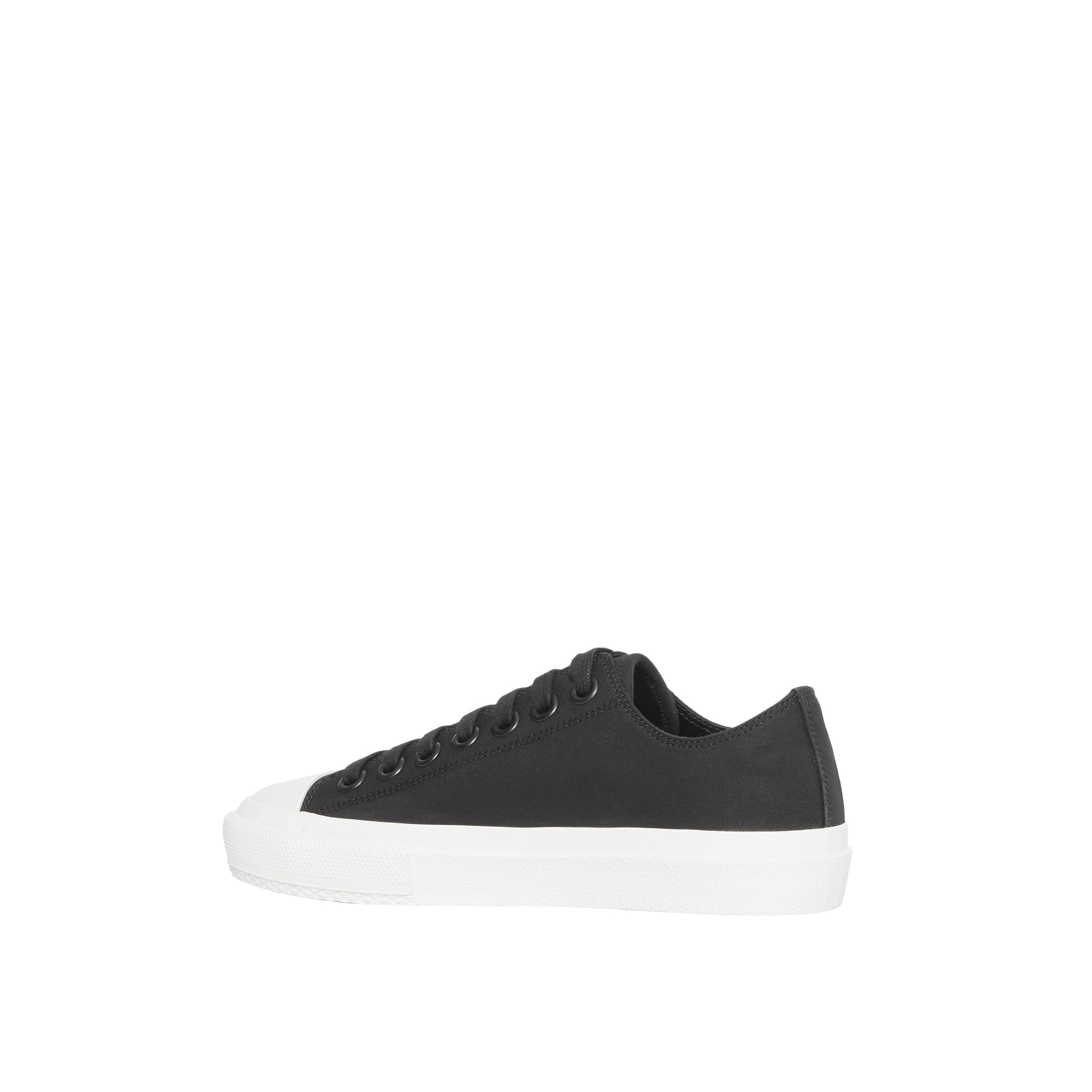 Sneakers en gabardine de coton bicolore avec logo - Noir & blanc