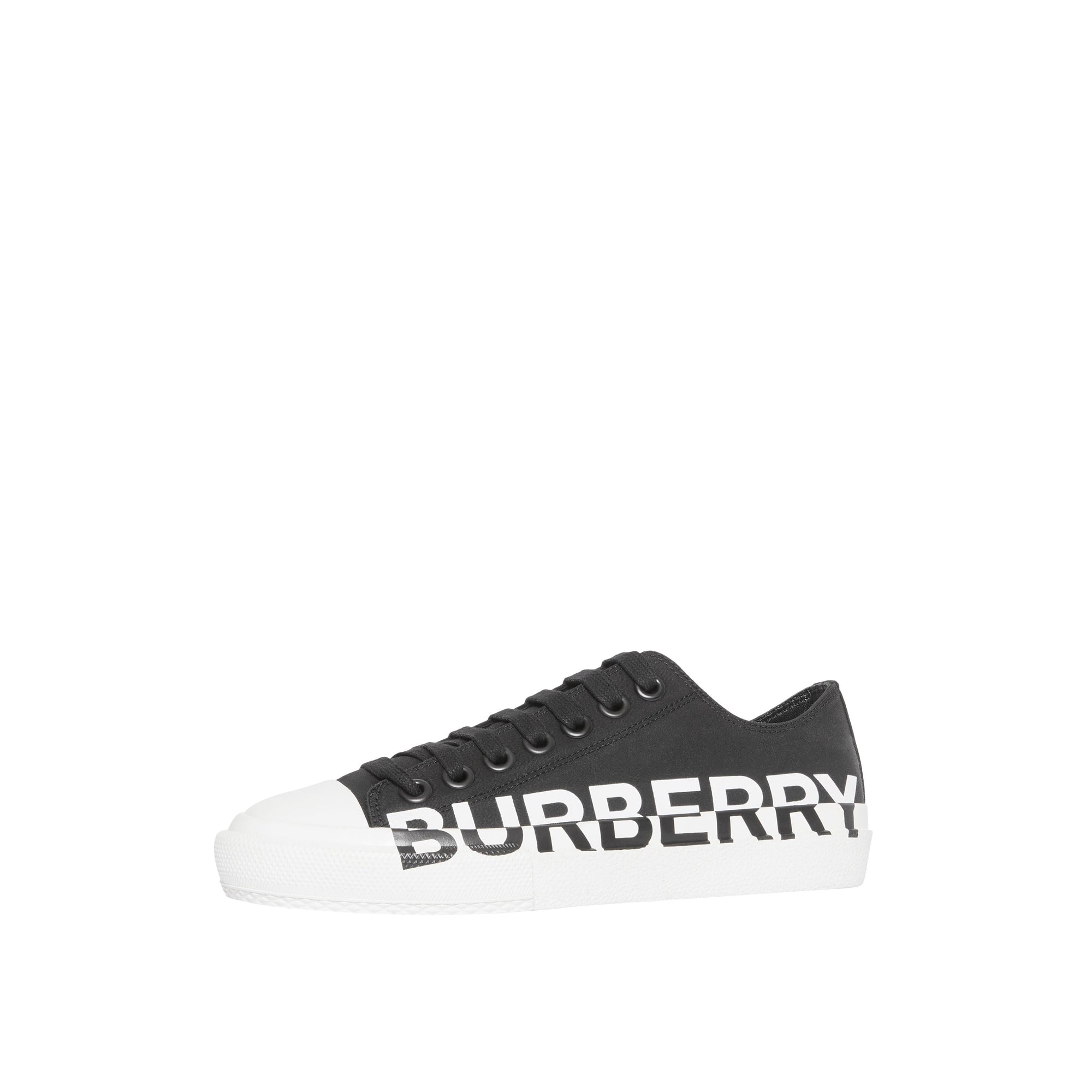 Sneakers en gabardine de coton bicolore avec logo - Noir & blanc