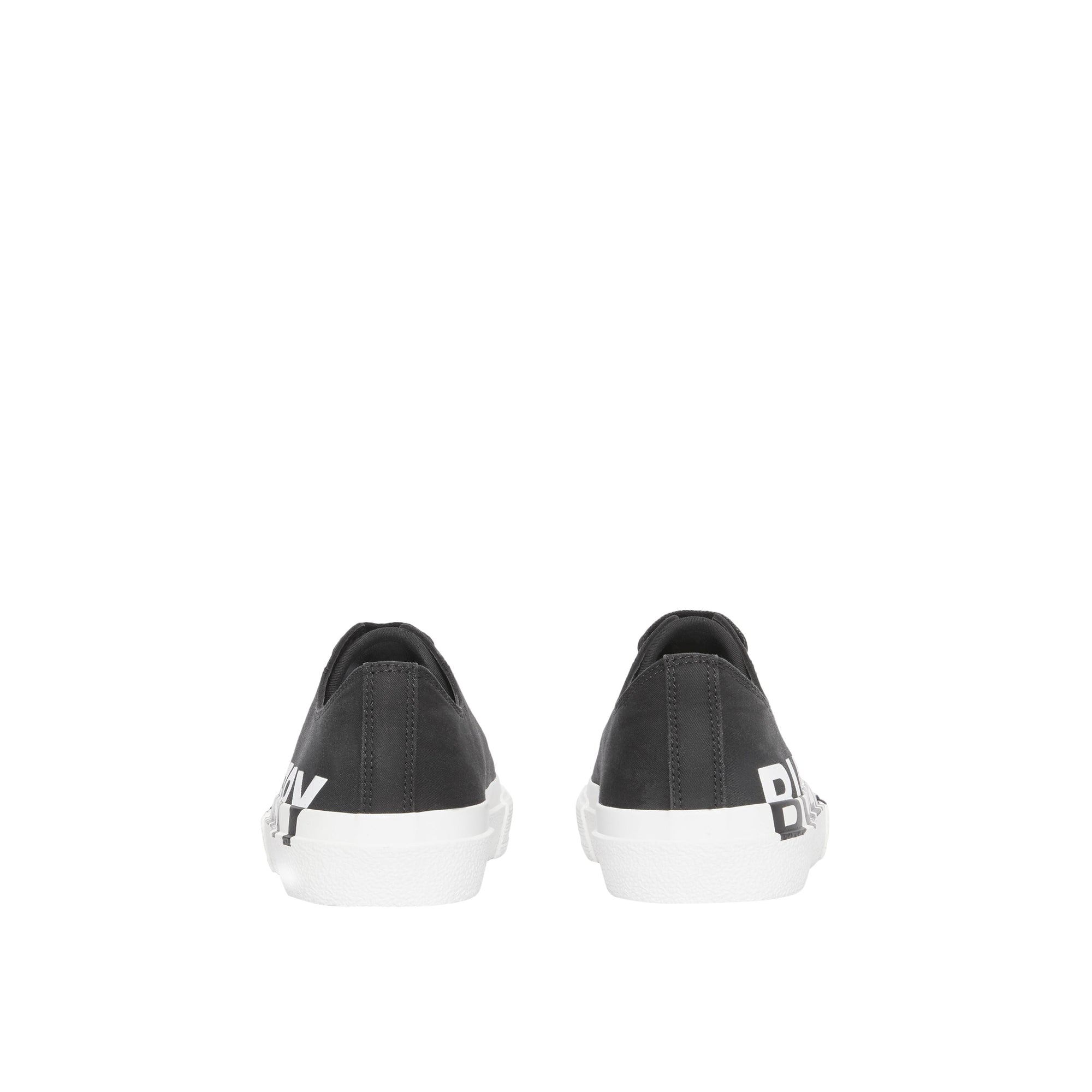 Sneakers en gabardine de coton bicolore avec logo - Noir & blanc