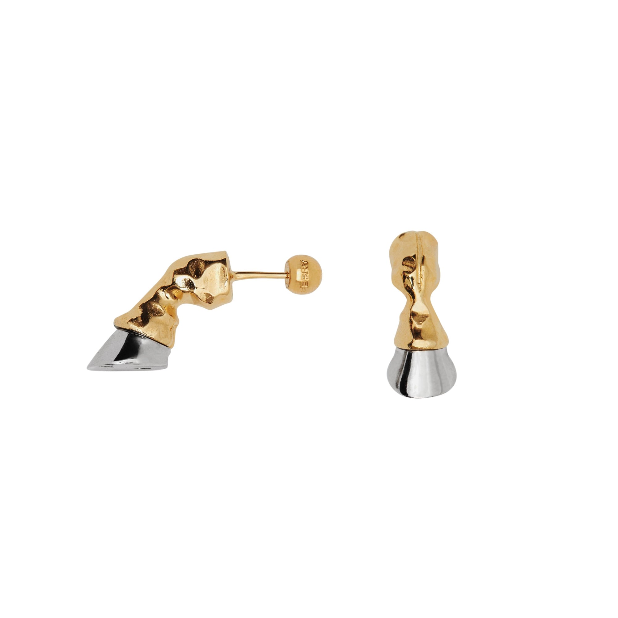 Boucles d'oreilles sabot plaquées or et palladium - Palladio & or clair