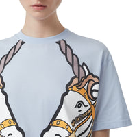 PALE BLUE T-shirt oversize en coton à imprimé licorne