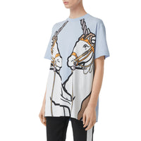 PALE BLUE T-shirt oversize en coton à imprimé licorne