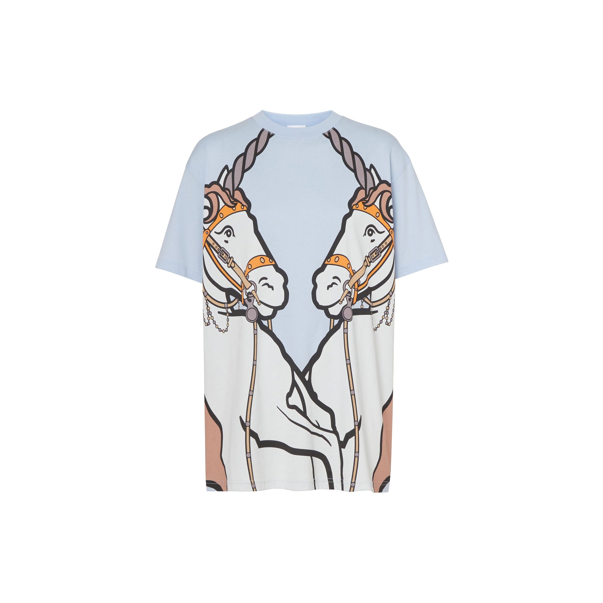 T-shirt oversize en coton à imprimé licorne - Bleu pâle