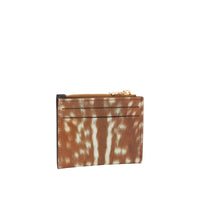 MALT BROWN Porte-cartes zippé en cuir à imprimé daim