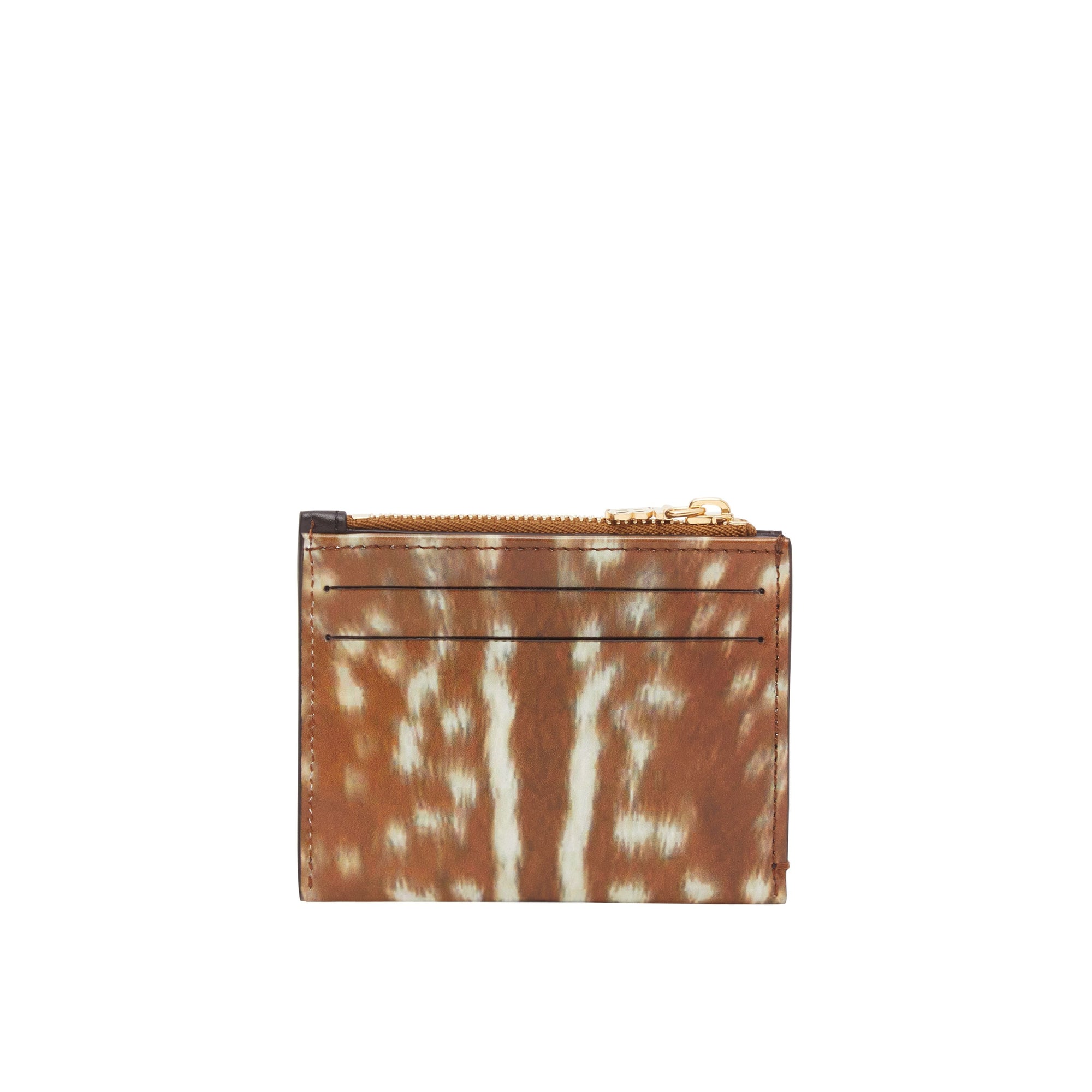 MALT BROWN Porte-cartes zippé en cuir à imprimé daim