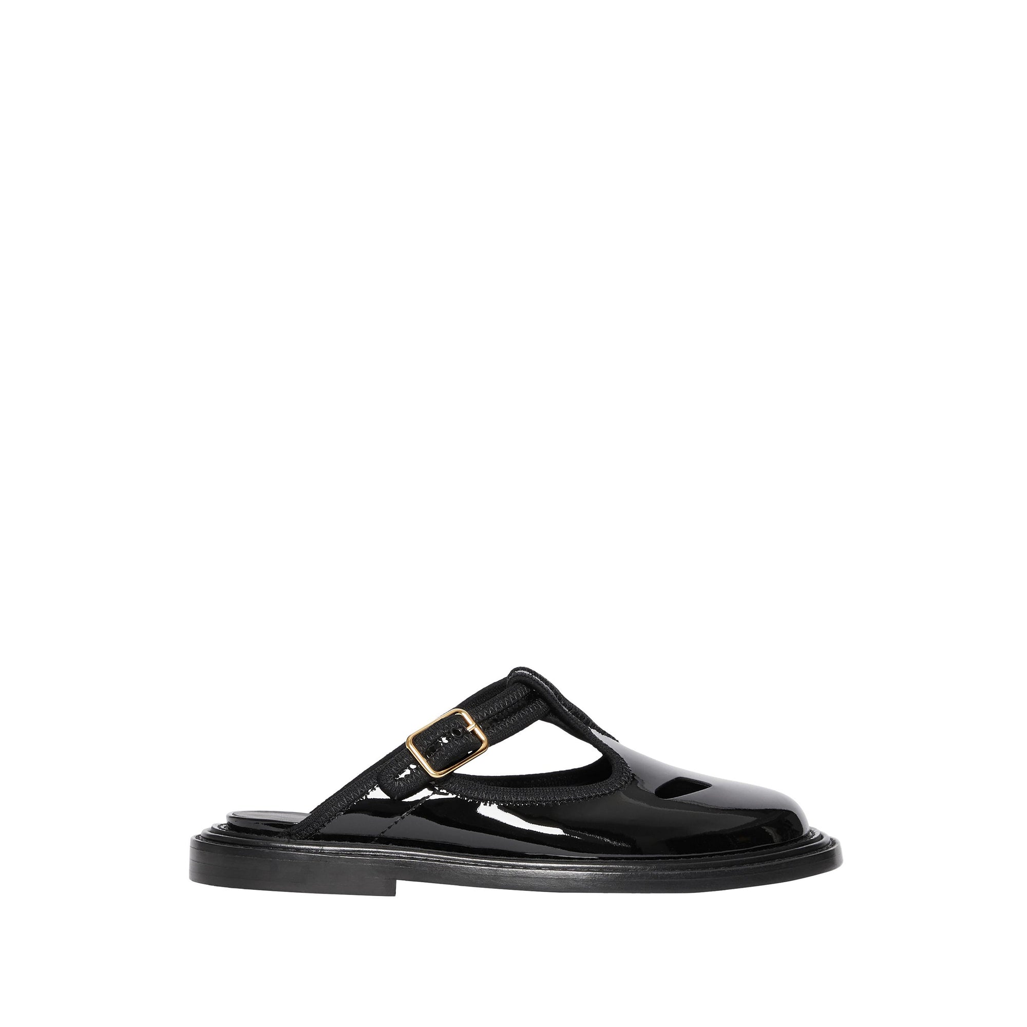 Mules salomés en cuir verni - Noir