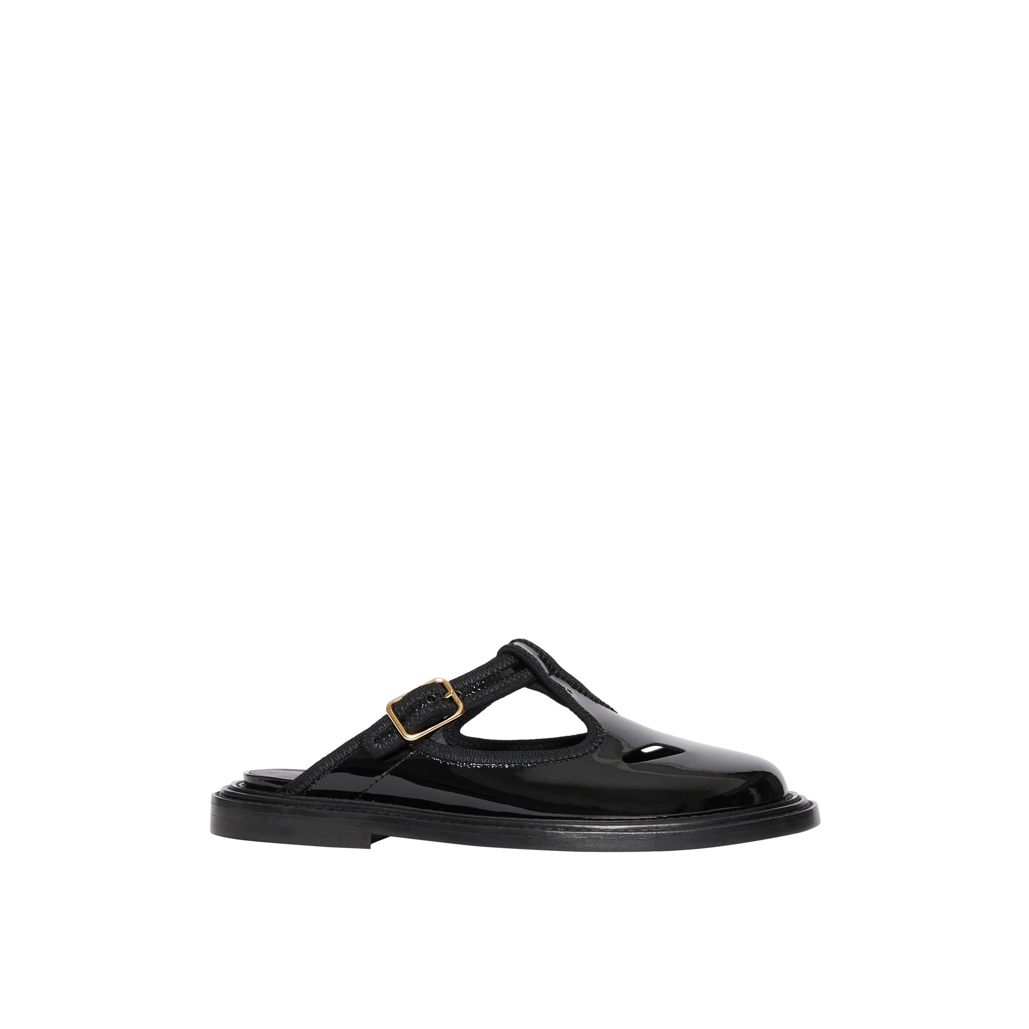 Mules salomés en cuir verni - Noir