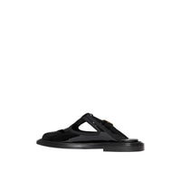 Mules salomés en cuir verni - Noir