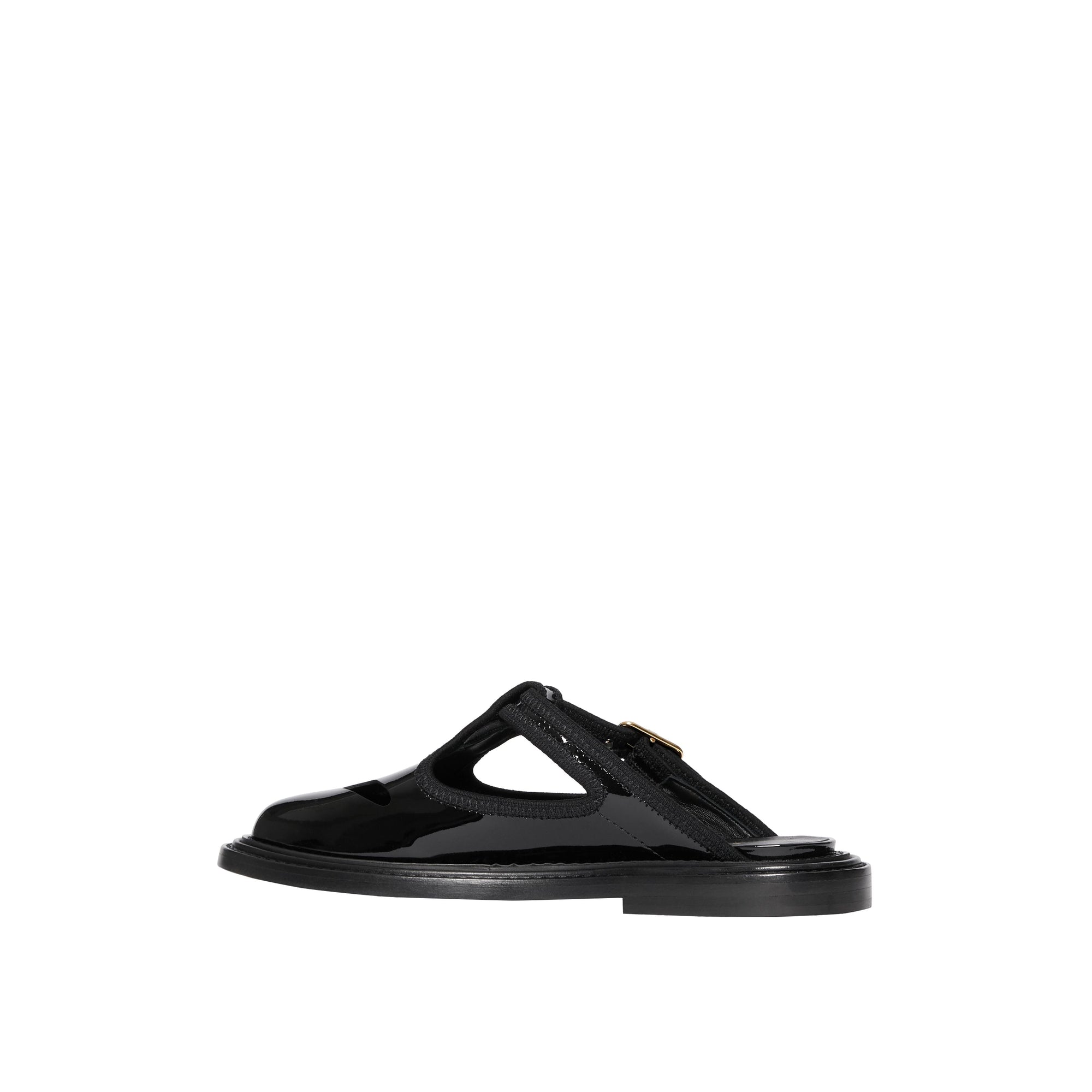 Mules salomés en cuir verni - Noir