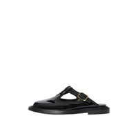 Mules salomés en cuir verni - Noir
