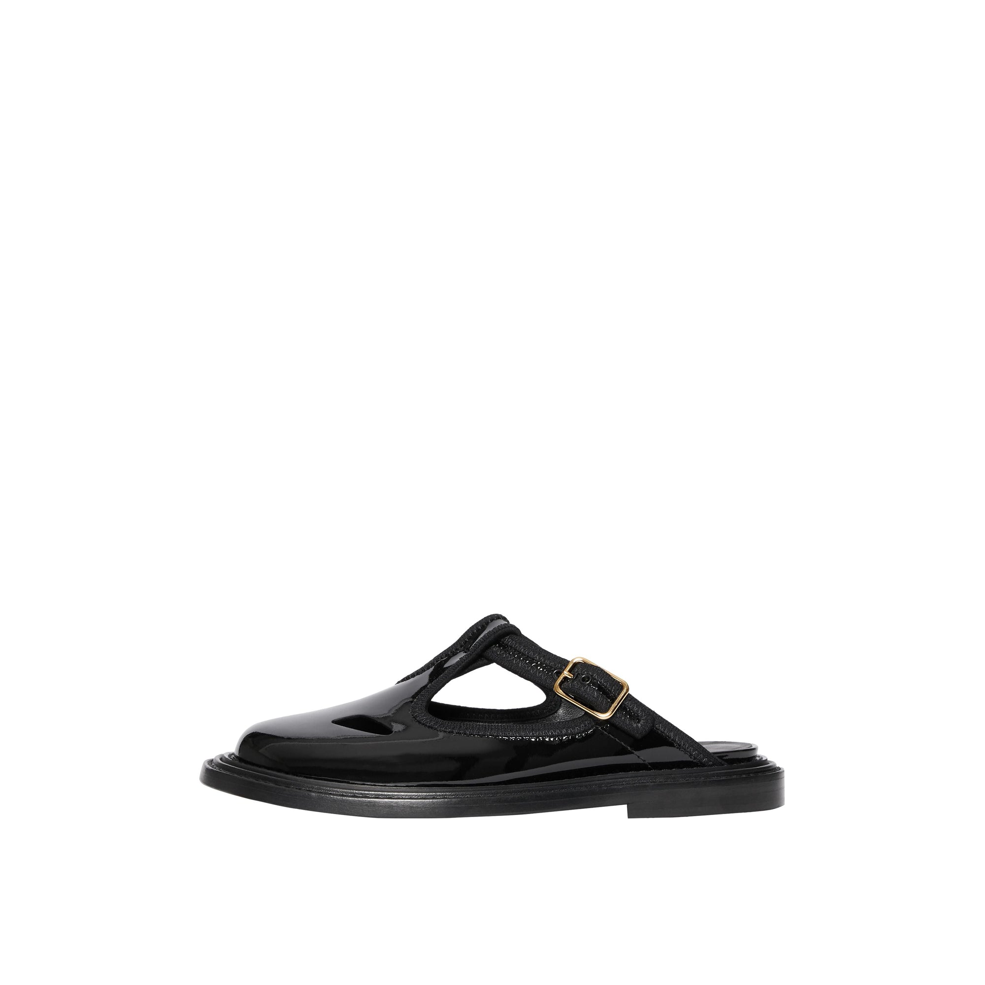 Mules salomés en cuir verni - Noir
