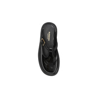 Mules salomés en cuir verni - Noir