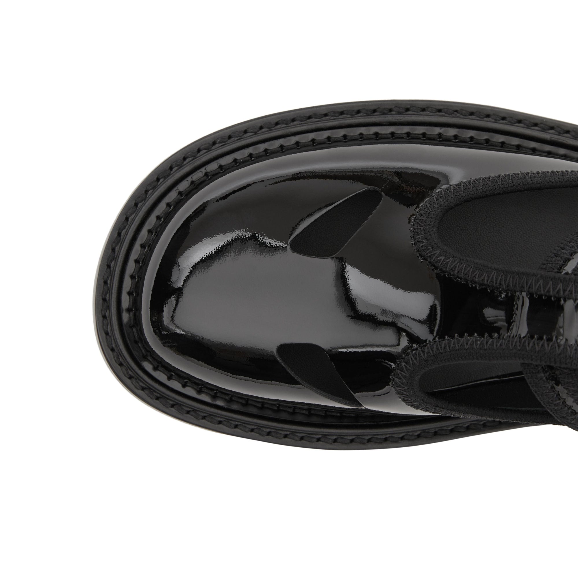 Mules salomés en cuir verni - Noir