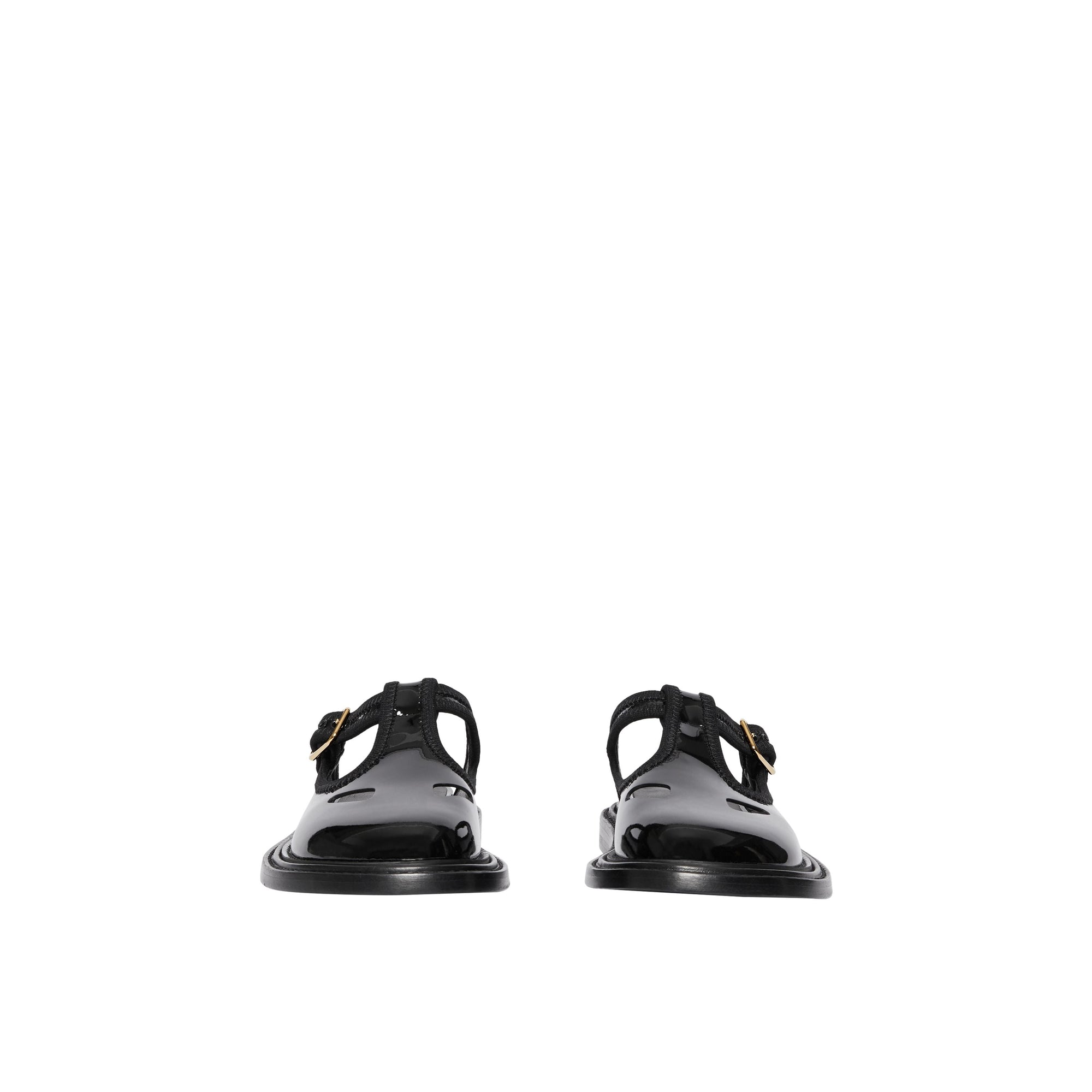 Mules salomés en cuir verni - Noir