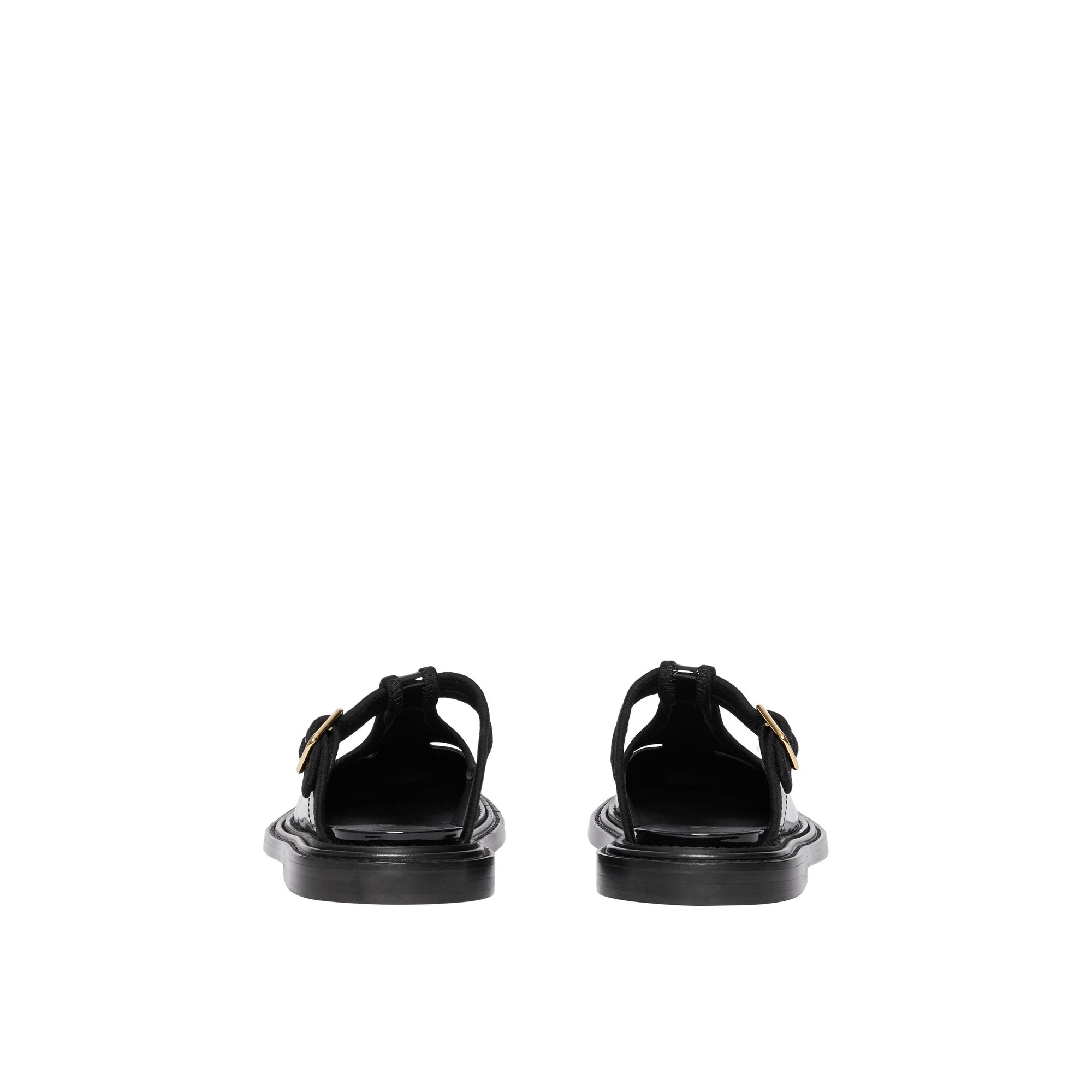 Mules salomés en cuir verni - Noir