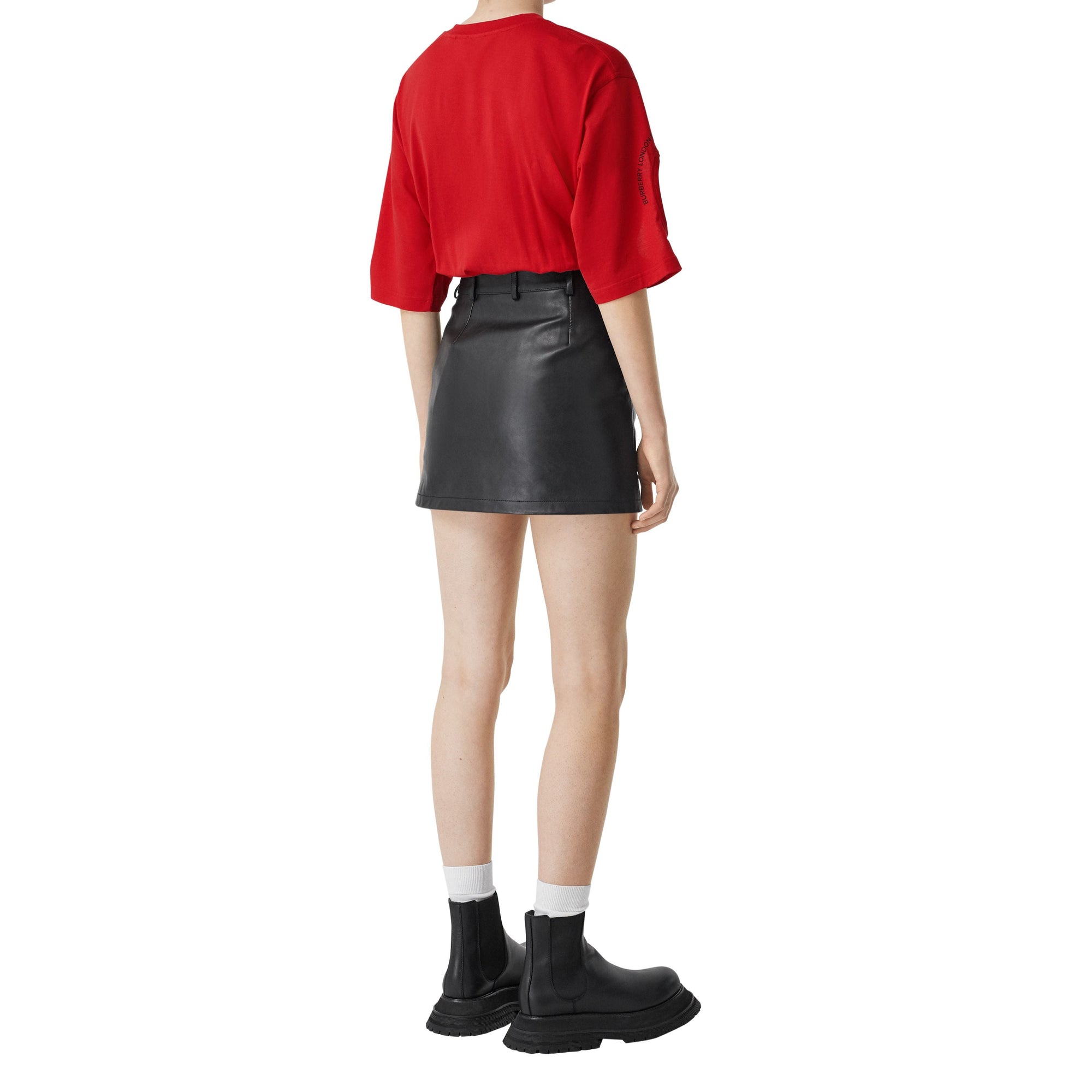T-shirt oversize à imprimé montage avec découpes - Rouge vif