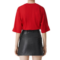T-shirt oversize à imprimé montage avec découpes - Rouge vif