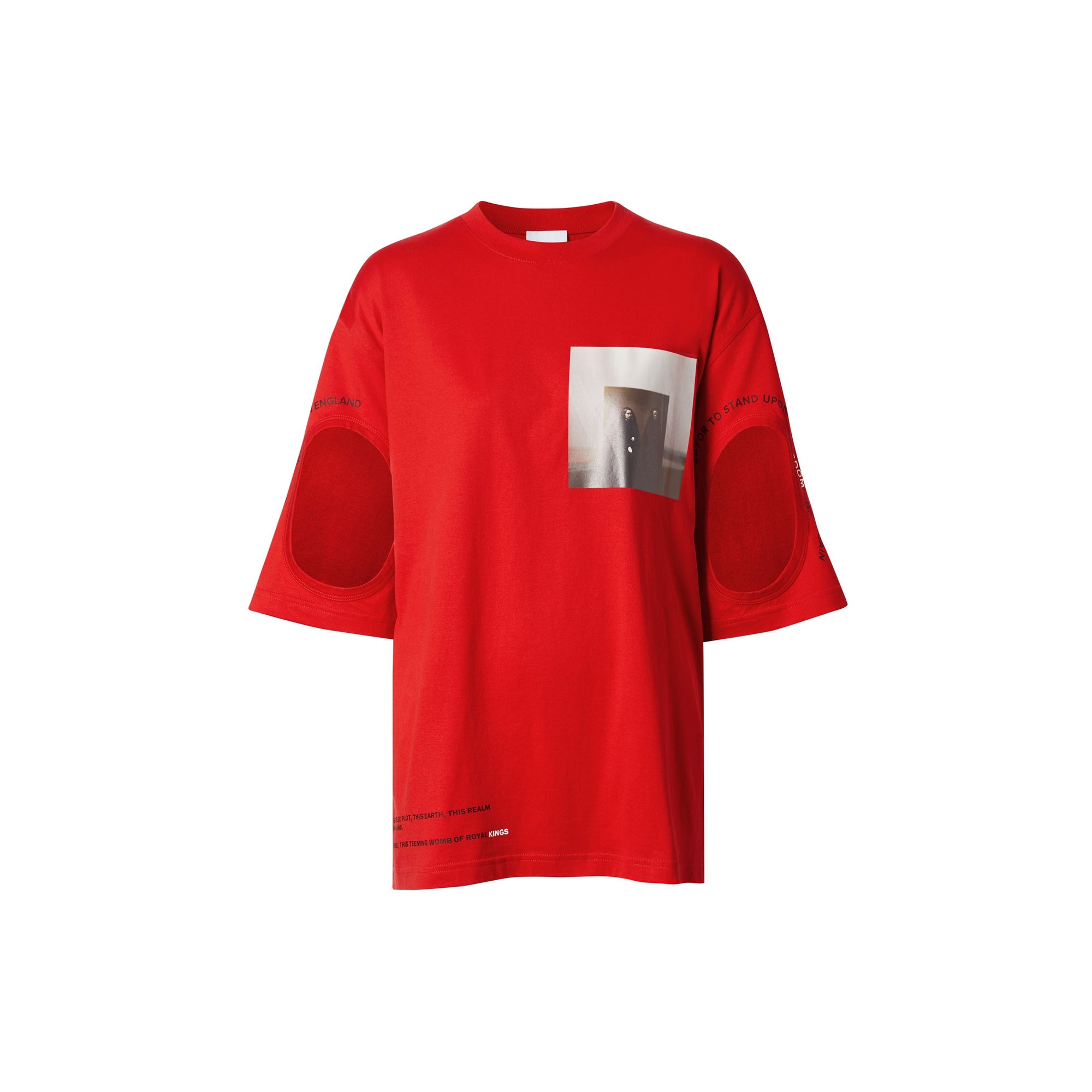 T-shirt oversize à imprimé montage avec découpes - Rouge vif