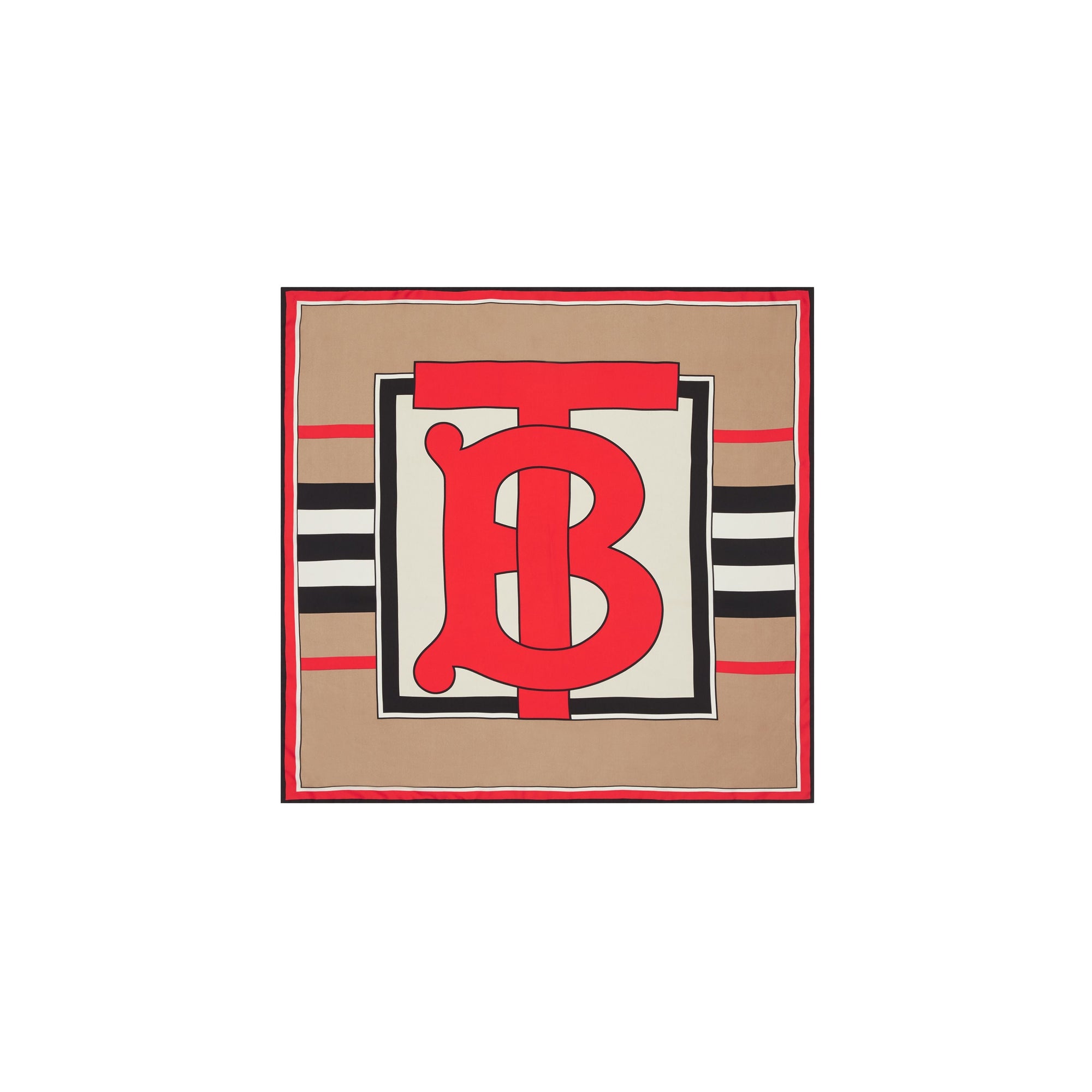 ARCHIVE BEIGE Carré de soie Monogram avec rayures iconiques