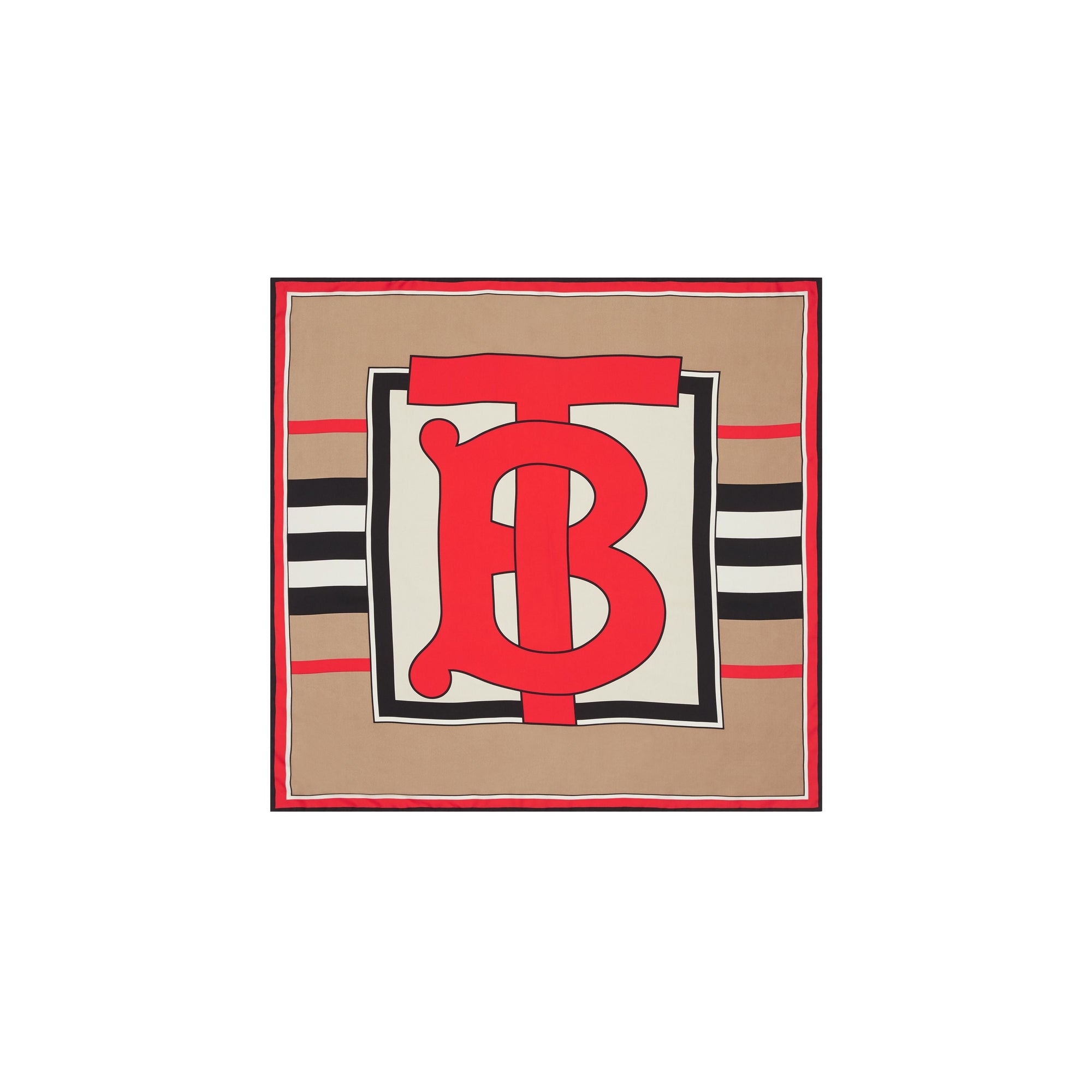 Carré de soie Monogram avec rayures iconiques - Beige d'Archive