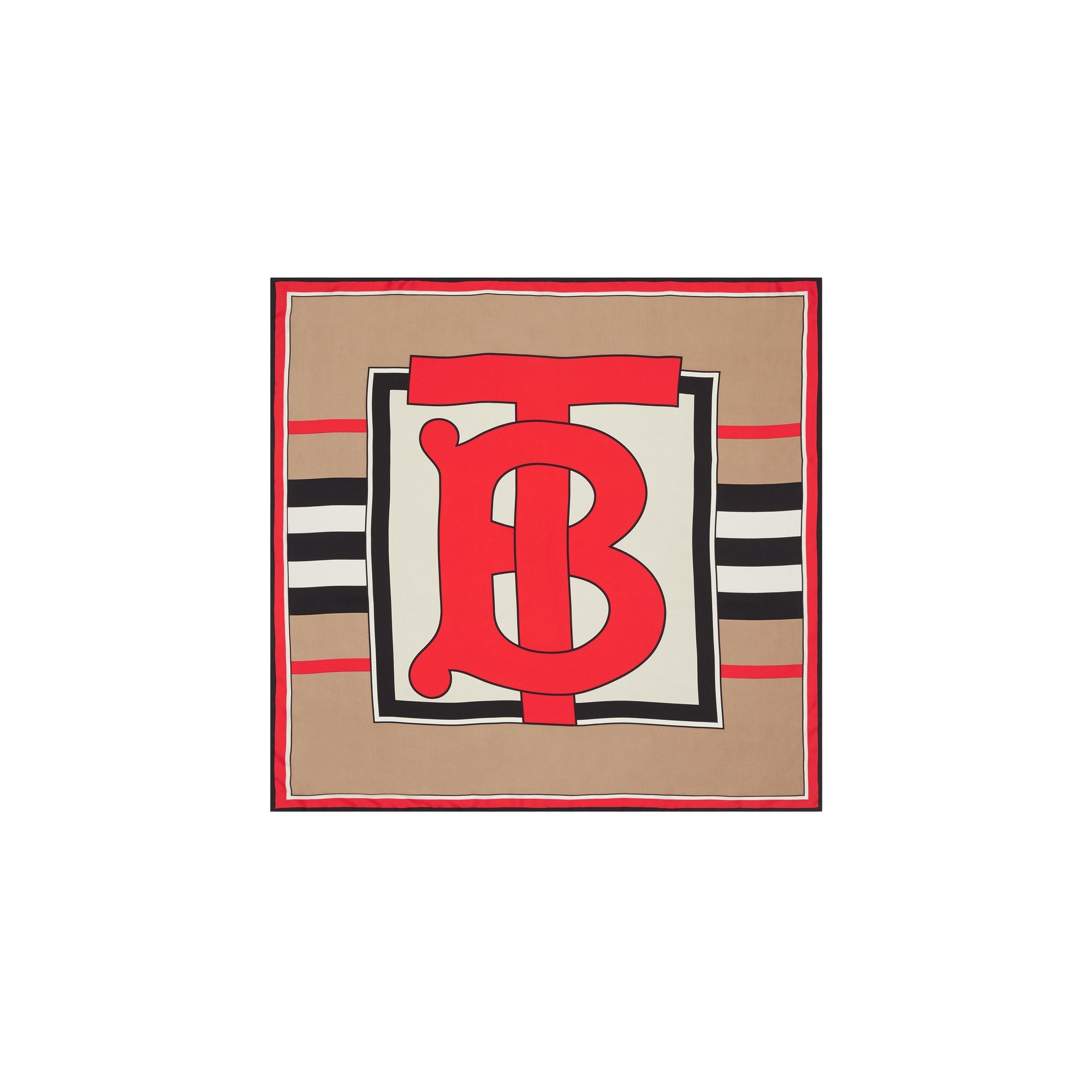 Carré de soie monogram avec rayures iconiques - Beige d'archive