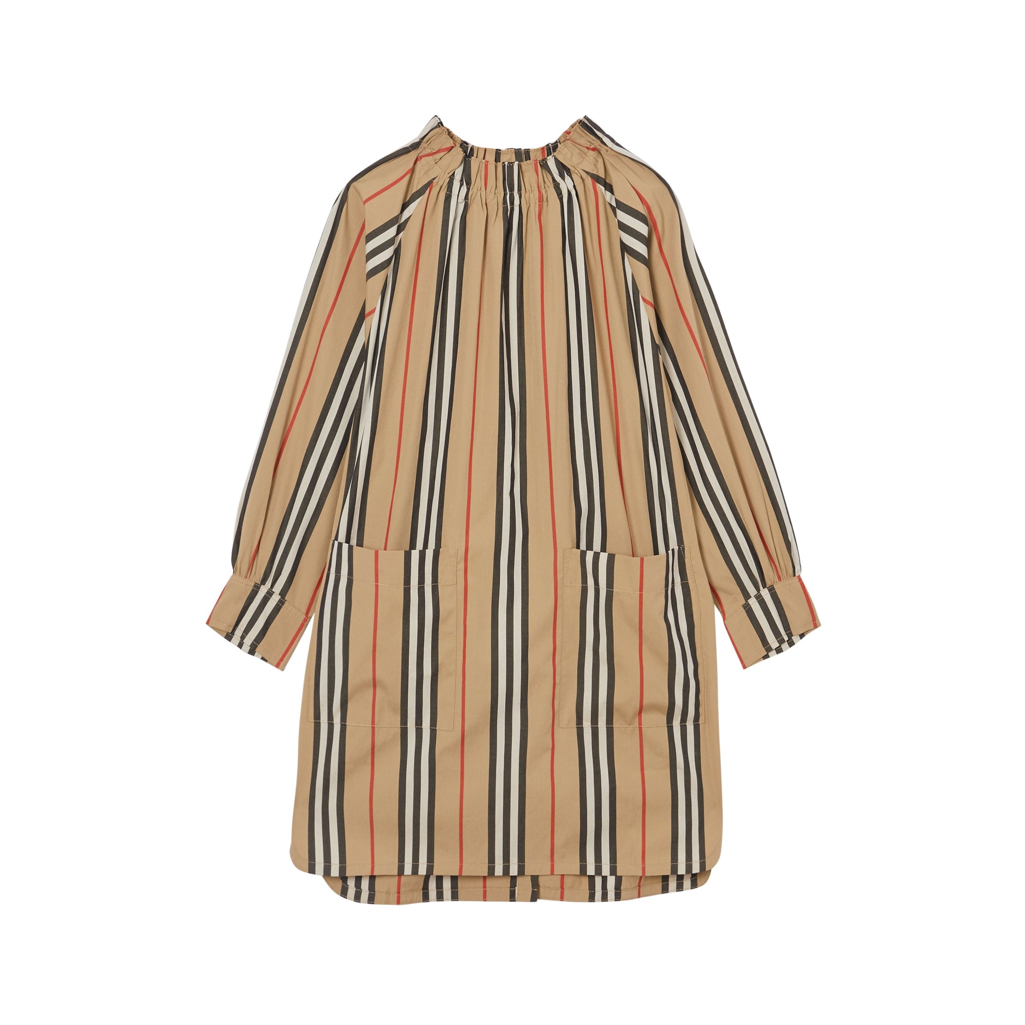 Robe en popeline de coton à rayures iconiques - Beige d'archive