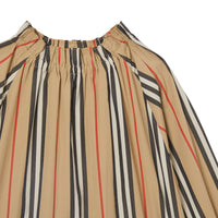 Robe en popeline de coton à rayures iconiques - Beige d'archive
