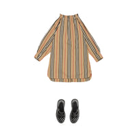 Robe en popeline de coton à rayures iconiques - Beige d'archive