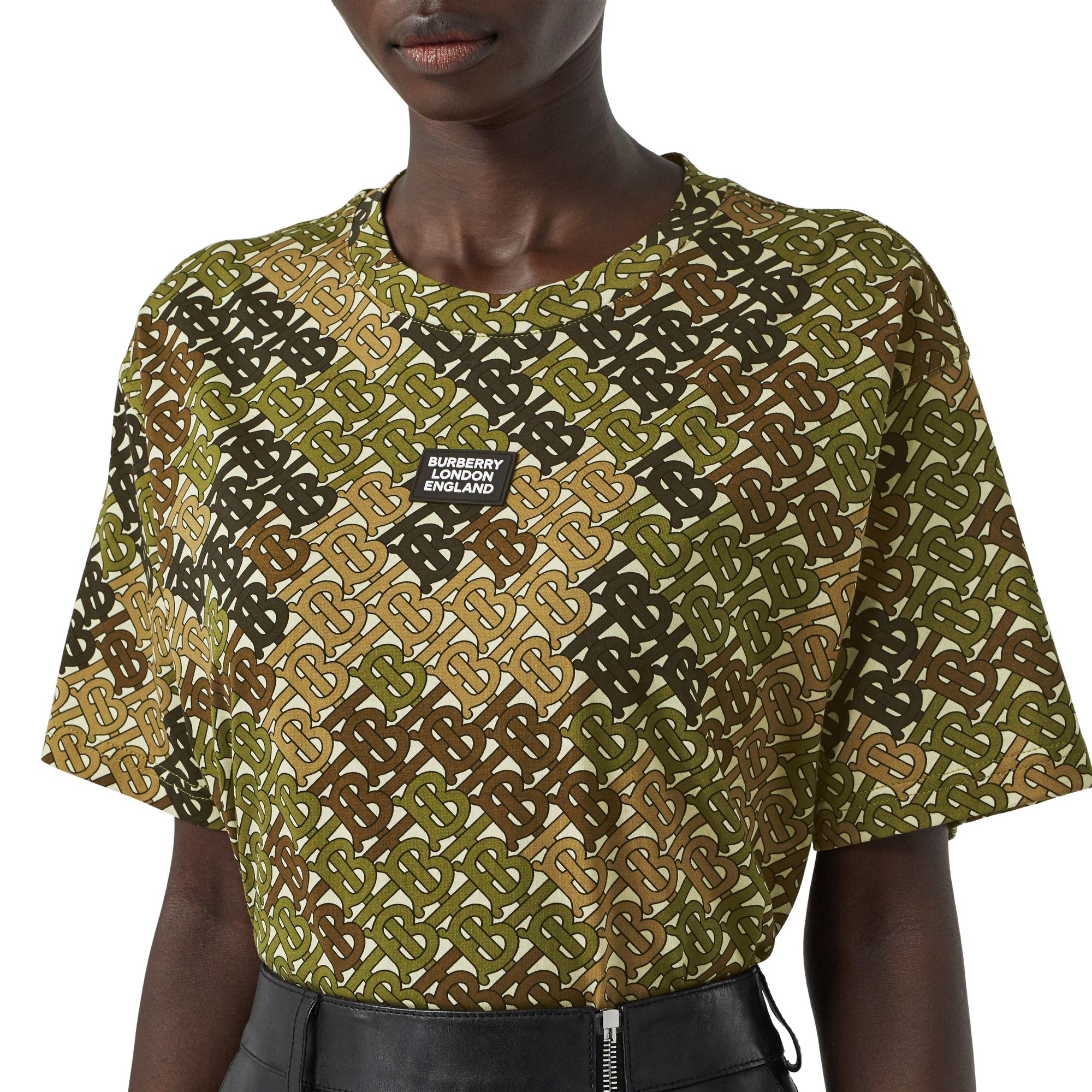 KHAKI GREEN IP PAT T-shirt oversize en coton Monogram avec logo