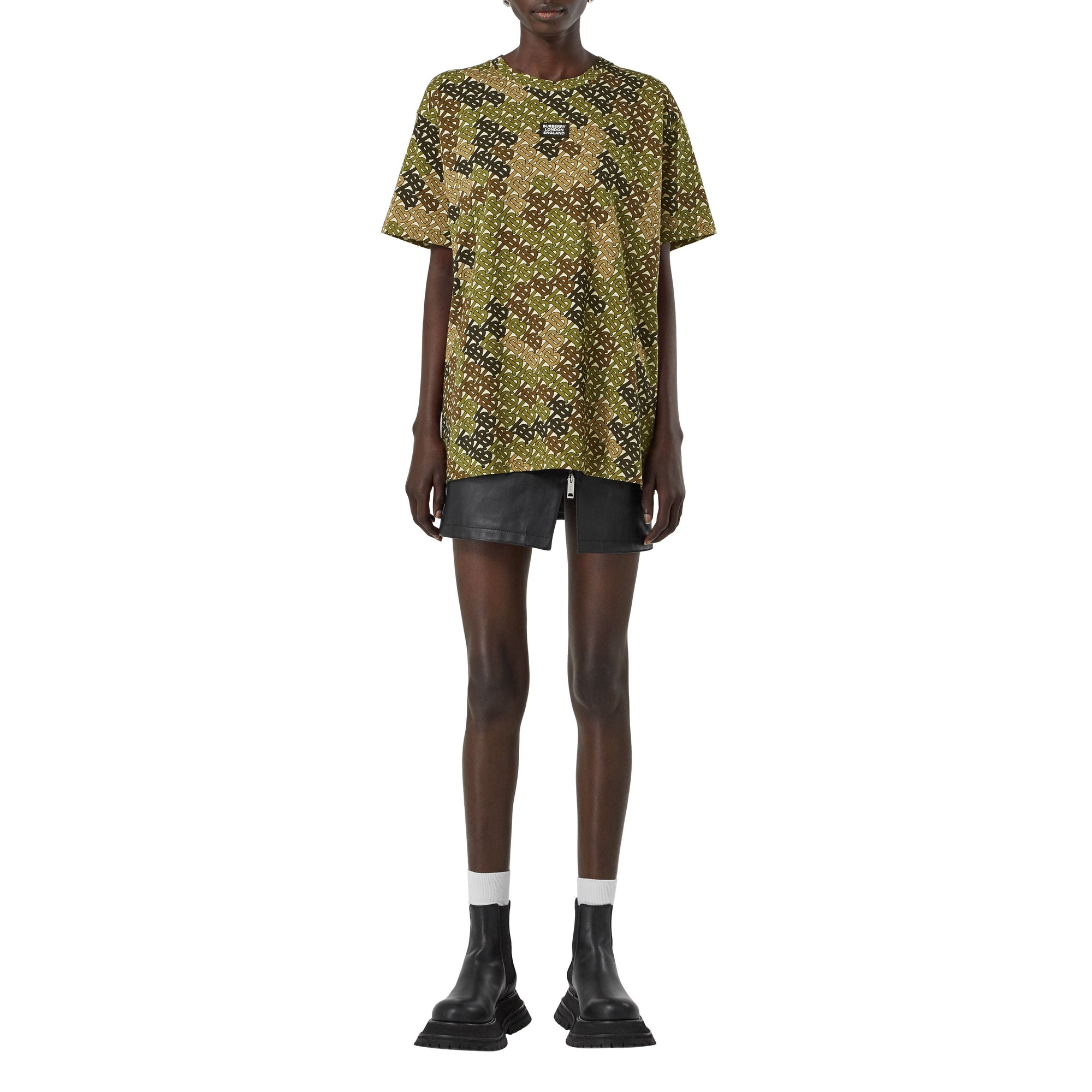 KHAKI GREEN IP PAT T-shirt oversize en coton Monogram avec logo