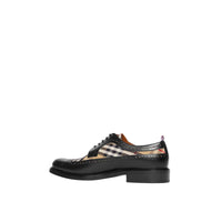 BLACK/ARCHIVE BEIGE Derbies en cuir et Vintage check avec détails richelieu