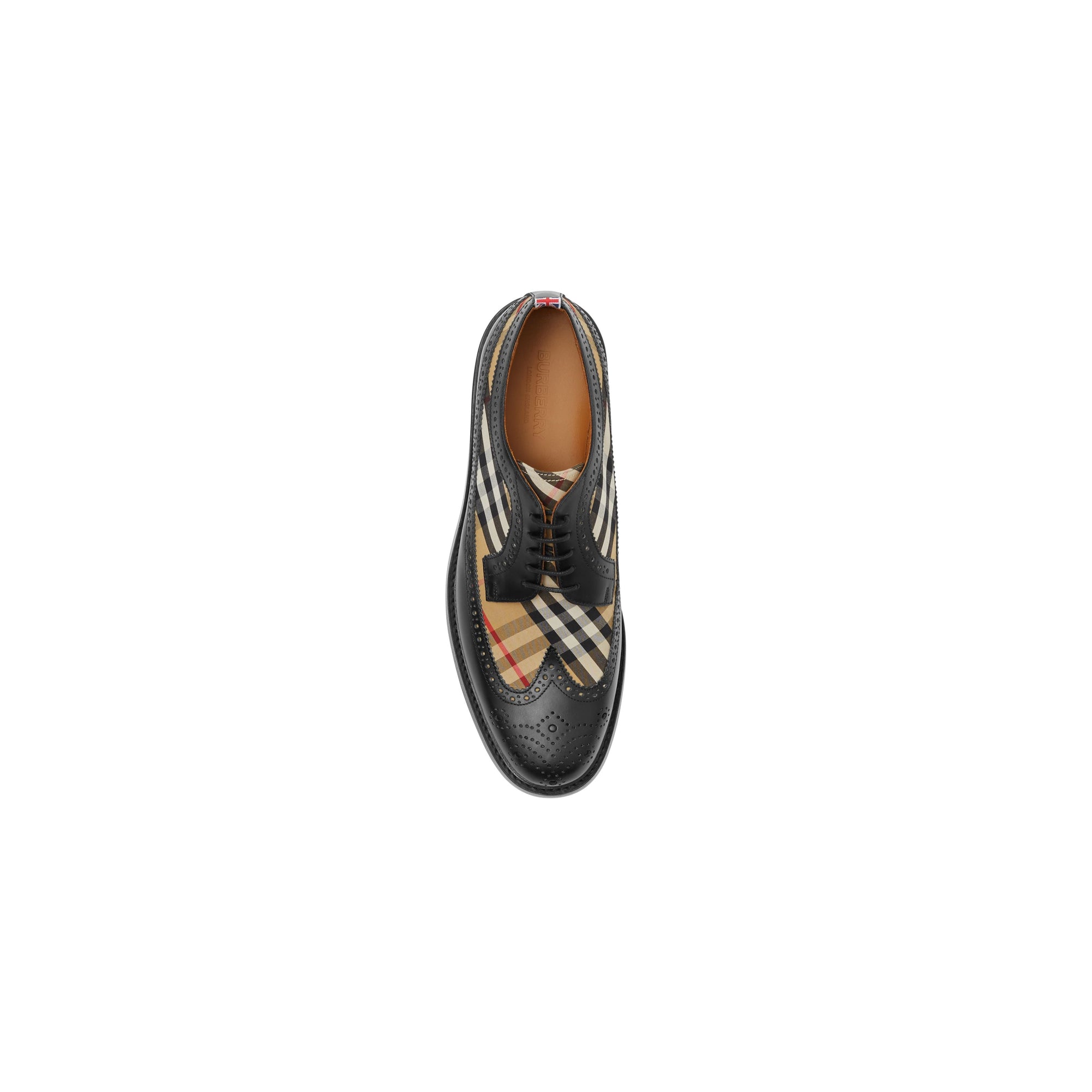 BLACK/ARCHIVE BEIGE Derbies en cuir et Vintage check avec détails richelieu