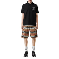 BLACK Polo oversize en piqué de coton Monogram