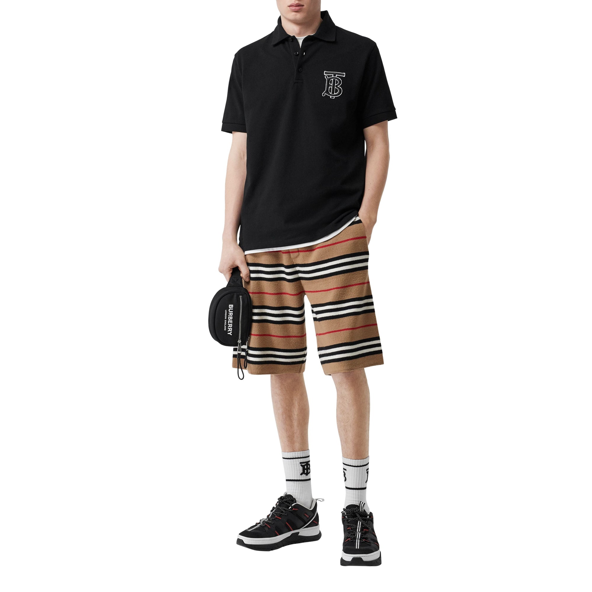 BLACK Polo oversize en piqué de coton Monogram