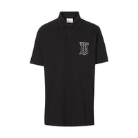 BLACK Polo oversize en piqué de coton Monogram