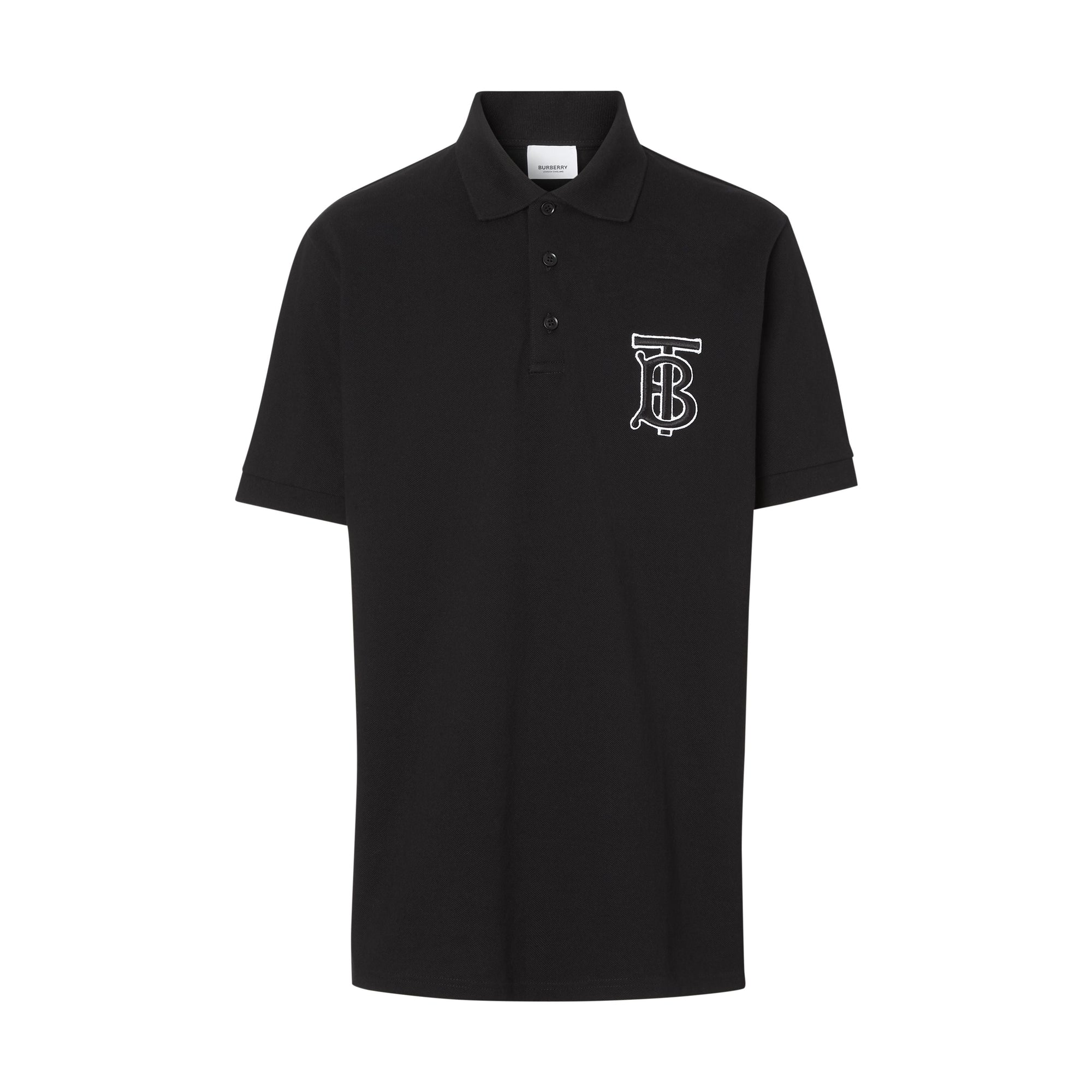BLACK Polo oversize en piqué de coton Monogram